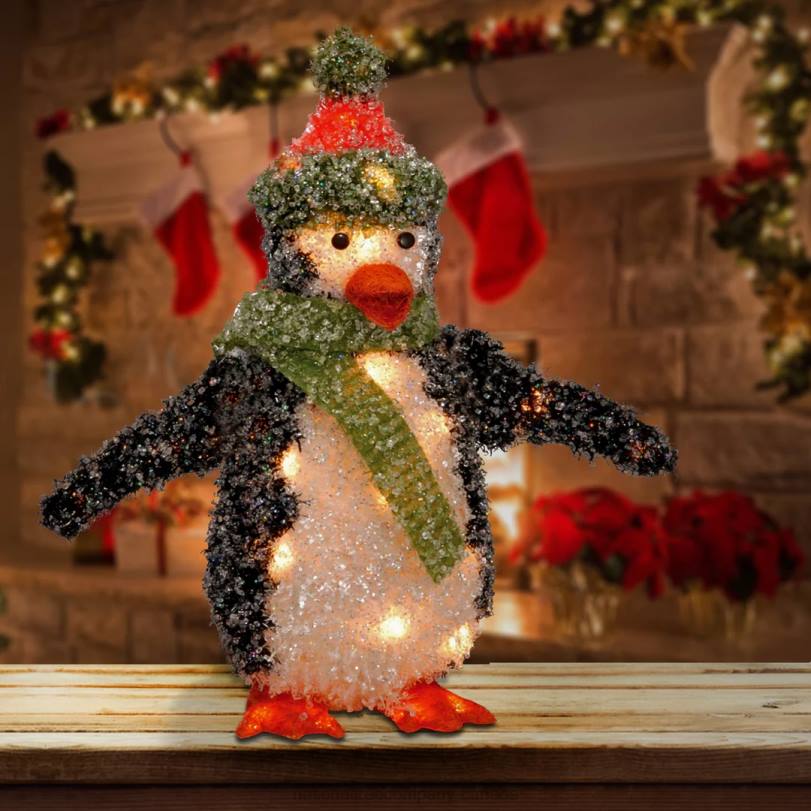 H4X0672National Tree Company Pre-Lit 18in Tinsel Penguin