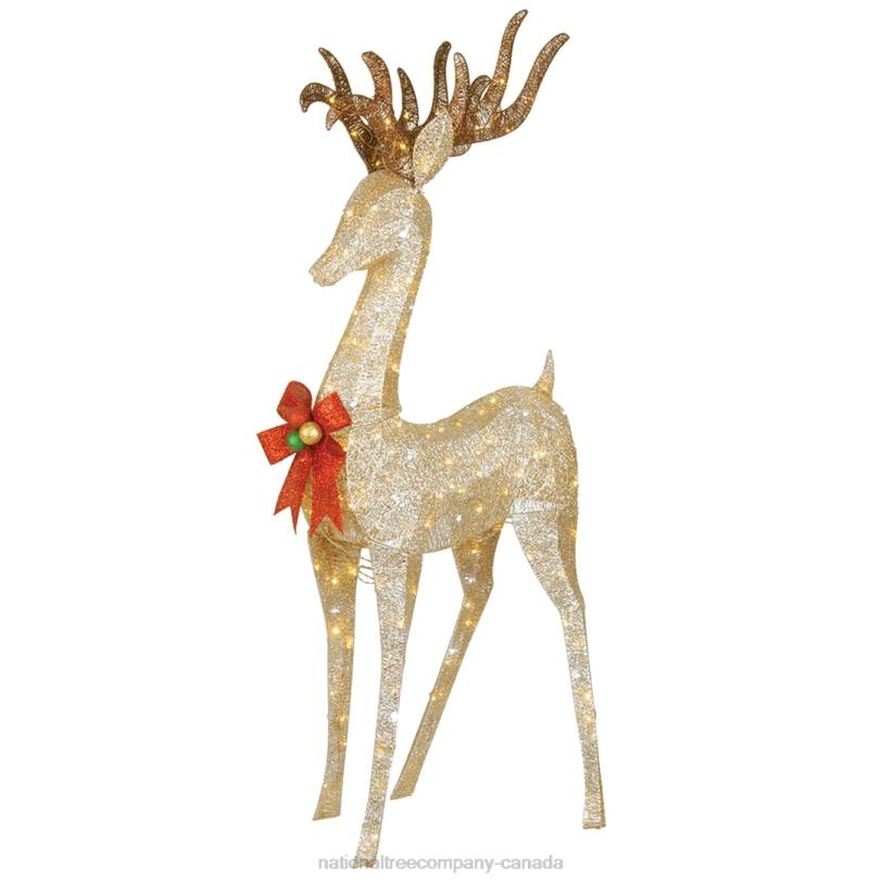 H4X0674National Tree Company 74in Pre-lit Crystal Champagne Standing Buck