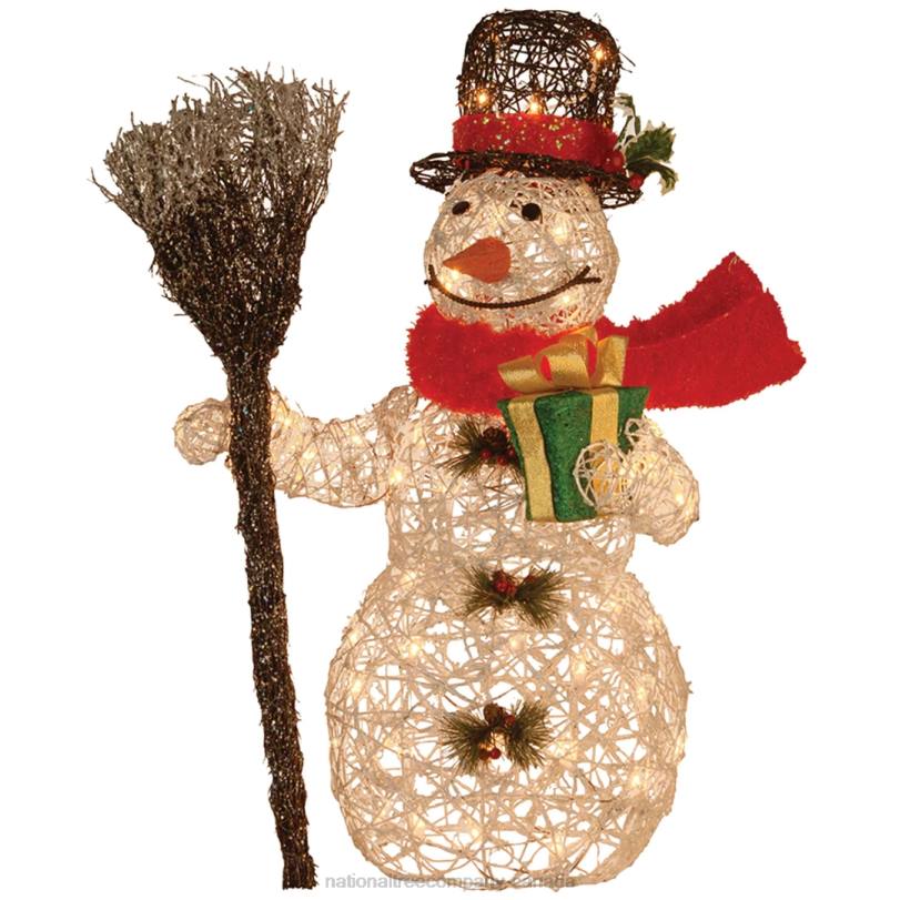 H4X0678National Tree Company Pre-Lit 27in White Rattan Snowman