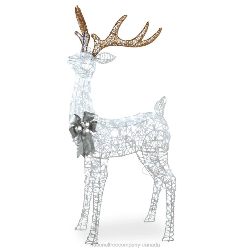 H4X0679National Tree Company 65in Glittered Standing Buck with Twinkling LED Lights