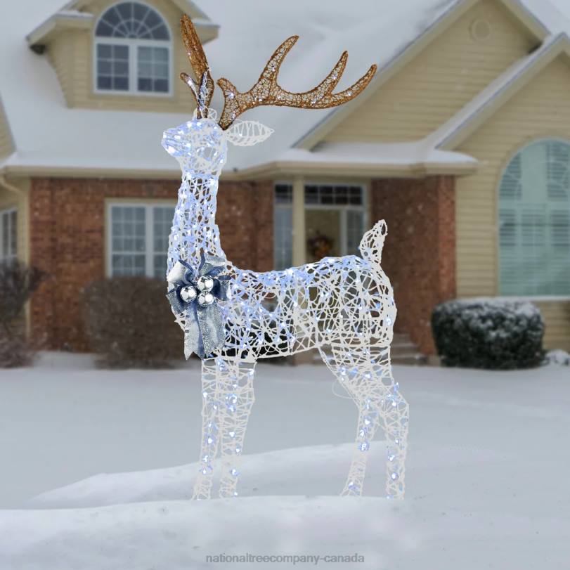 H4X0679National Tree Company 65in Glittered Standing Buck with Twinkling LED Lights