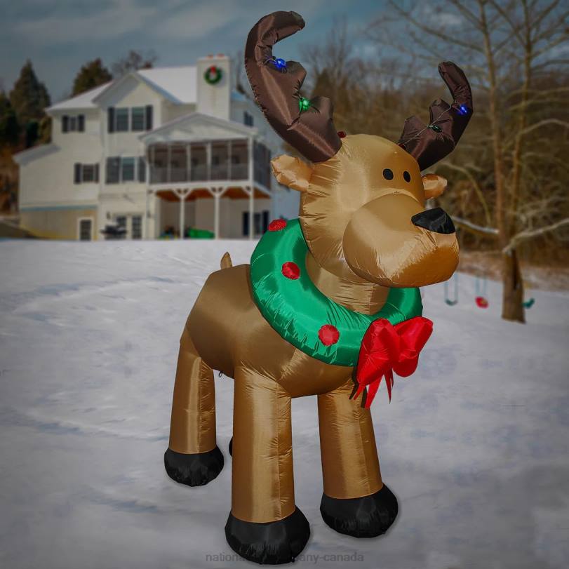 H4X0656National Tree Company Inflatable Reindeer, LED Lights, Plug In, Christmas Collection, 8 Feet