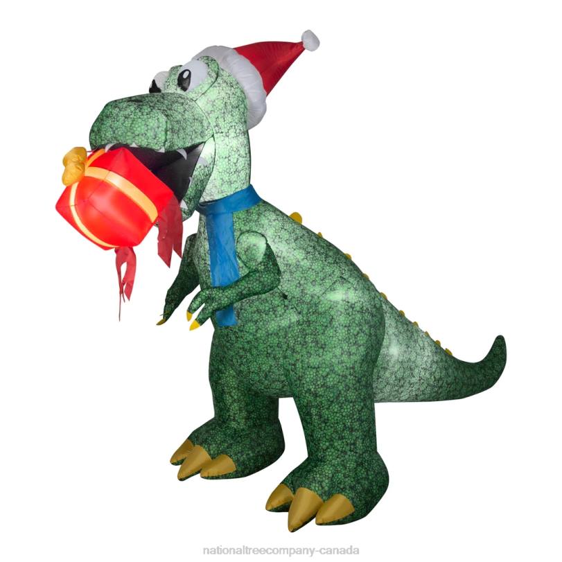 H4X0663National Tree Company Inflatable Tyrannosaurus Rex with Gift, LED Lights, Plug In, Christmas Collection, 9.5 Feet