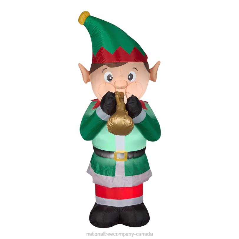 H4X0665National Tree Company Inflatable Trumpet Playing Elf, LED Lights, Plug In, Christmas Collection, 6 Feet