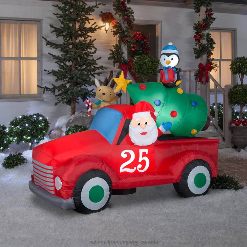 H4X0666National Tree Company Inflatable Santa in Vintage Pickup Truck, LED Lights, Plug In, Christmas Collection, 8 Feet