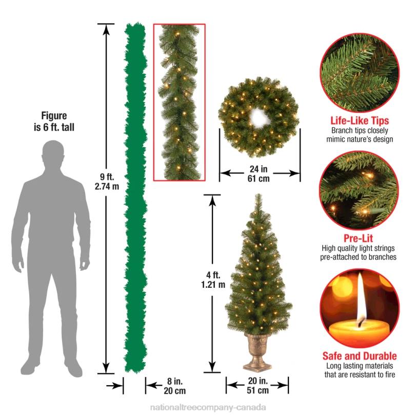 H4X0514National Tree Company Pre-Lit Evergreen Assortment