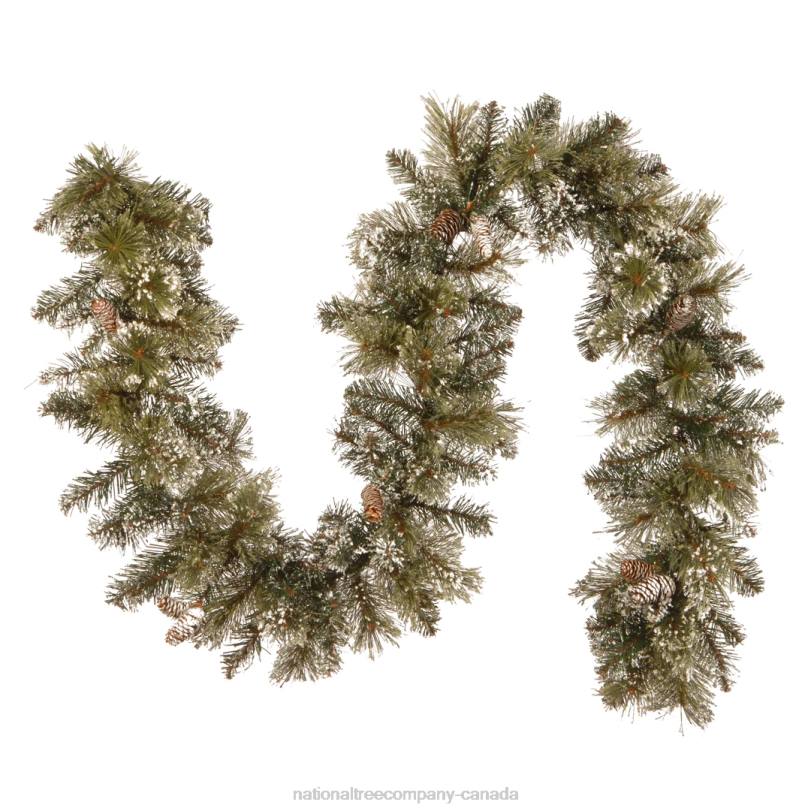H4X0378National Tree Company Artificial Christmas Garland, Green, Glittery Pine, Decorated With Pine Cones, Frosted Branches, Christmas Collection, 6 Feet