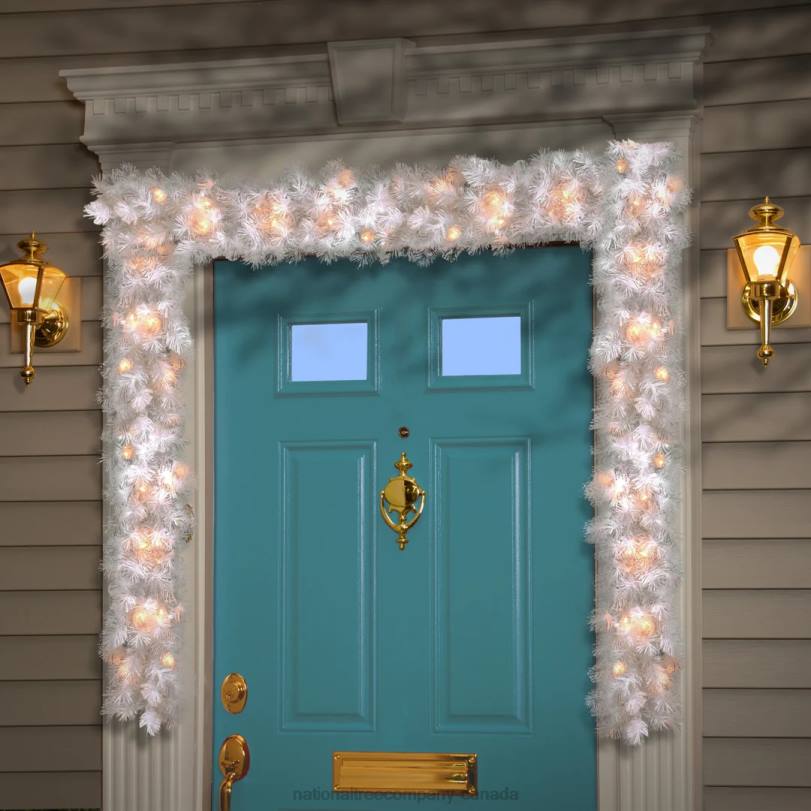 H4X0403National Tree Company Pre-Lit Artificial Christmas Garland, White, Wispy Willow, White Lights, Plug In, Christmas Collection, 6 Feet