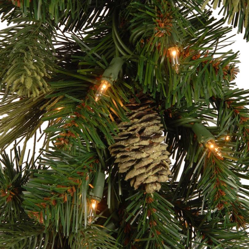 H4X0326National Tree Company Pre-Lit Artificial Christmas Garland, Green, Carolina Pine, White Lights, Decorated with Pine Cones, Plug In, Christmas Collection, 9 Feet