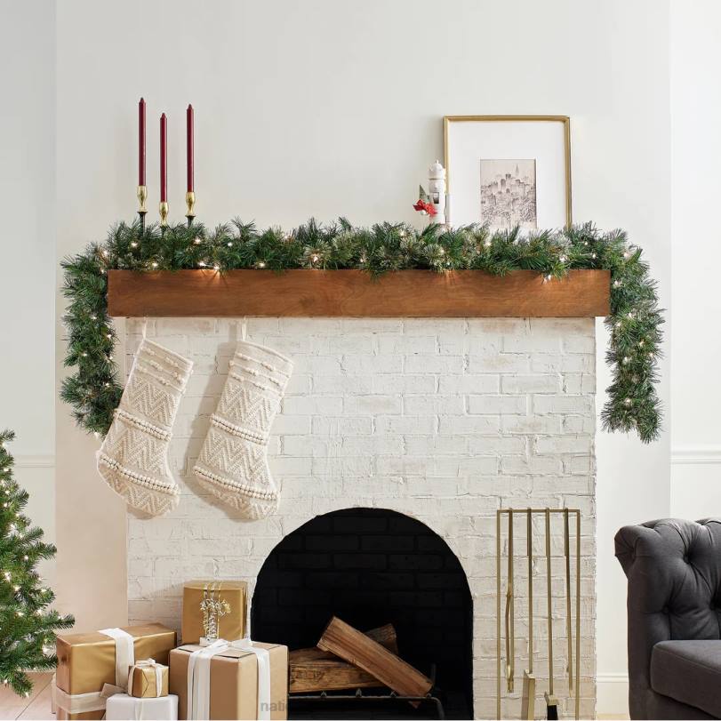 H4X0327National Tree Company 9 ft. Wispy Willow Garland with Clear Lights