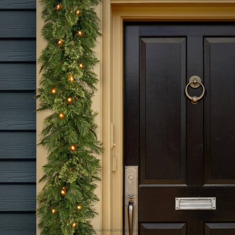 H4X0327National Tree Company 9 ft. Wispy Willow Garland with Clear Lights