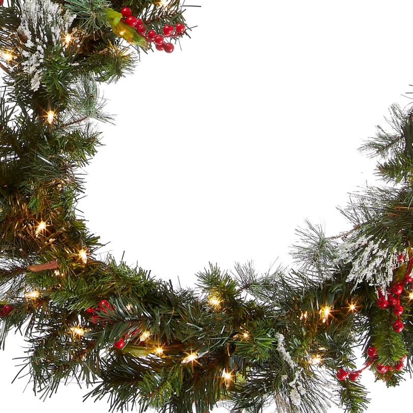 H4X0332National Tree Company Pre-Lit Artificial Christmas Garland, Green, Wintry Pine, White Lights, Decorated with Pine Cones, Berry Clusters, Plug In, Christmas Collection, 9 Feet