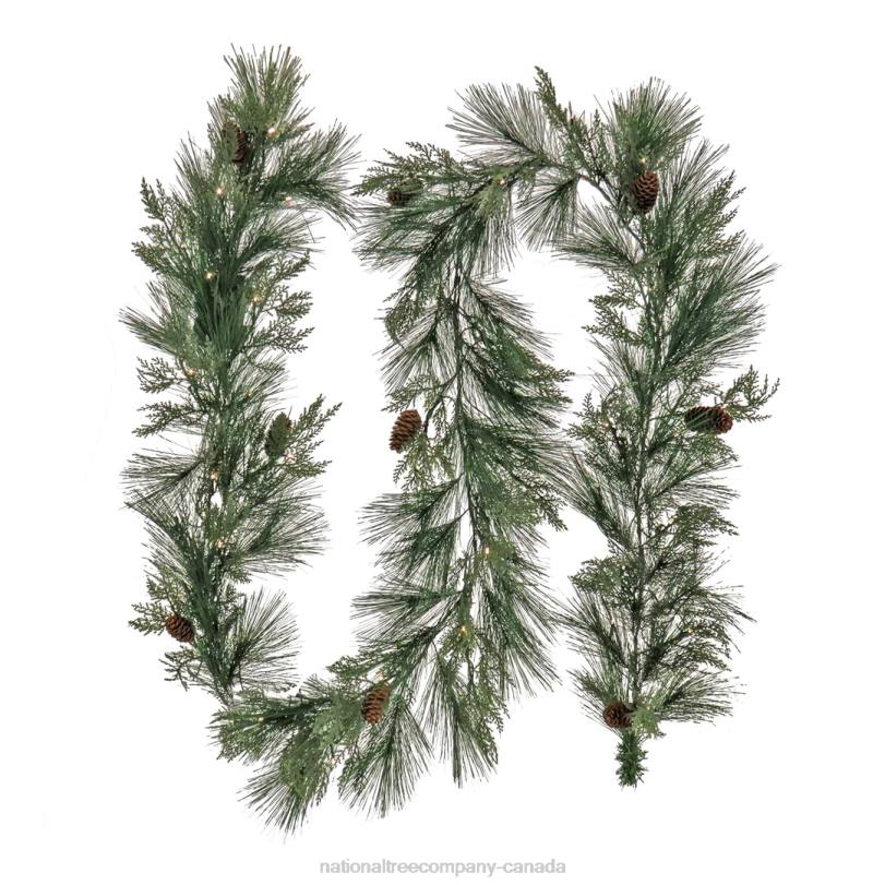 H4X0340National Tree Company 9 ft. HGTV Home Collection Pre-Lit Black Tie Cedar Garland