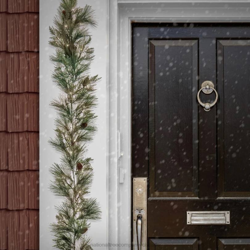 H4X0340National Tree Company 9 ft. HGTV Home Collection Pre-Lit Black Tie Cedar Garland