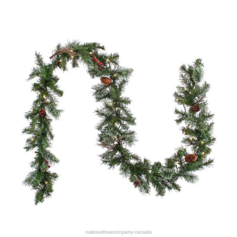 H4X0350National Tree Company 9'x10in Glistening Pine Garland with Pine Cones and Red Berries