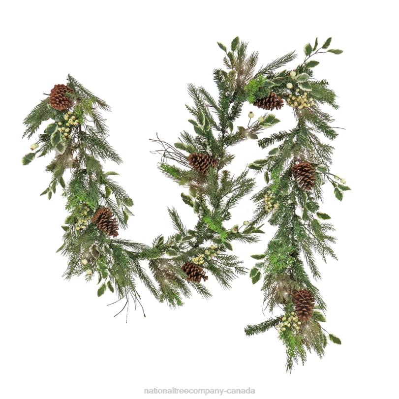 H4X0351National Tree Company 9 ft. HGTV Home Collection Pre-Lit Holly and Berry Garland
