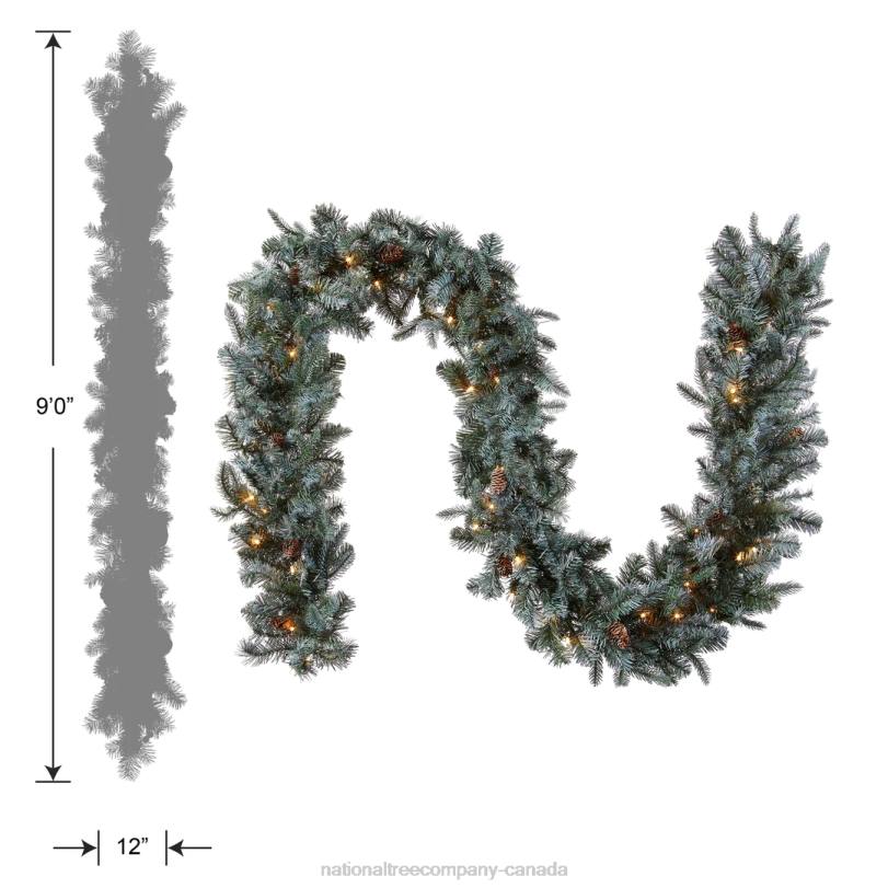 H4X0358National Tree Company Pre-Lit 'Feel Real' Artificial Christmas Garland, Green, Arctic Spruce, White Lights, Decorated With Pine Cones, Plug In, Christmas Collection, 9 Feet