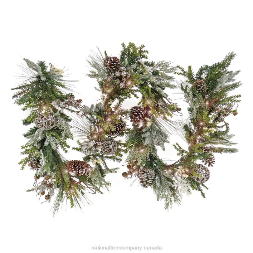 H4X0374National Tree Company 9 ft. HGTV Home Collection Pre-Lit Cozy Winter Garland