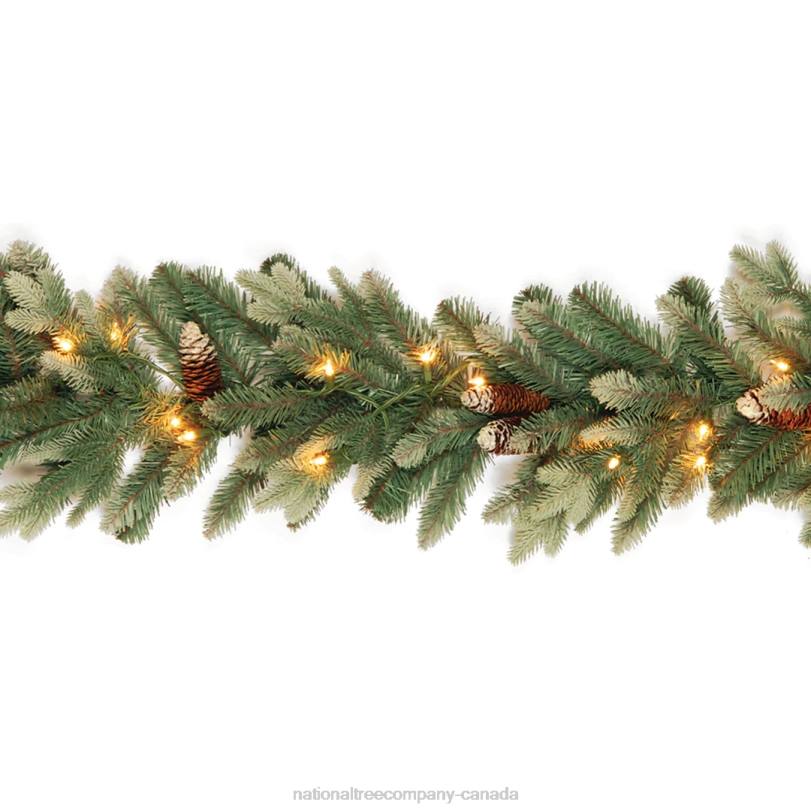 H4X0381National Tree Company Pre-Lit Artificial Christmas Garland, Green, Copenhagen Spruce, White Lights, Plug In, Christmas Collection, 9 Feet
