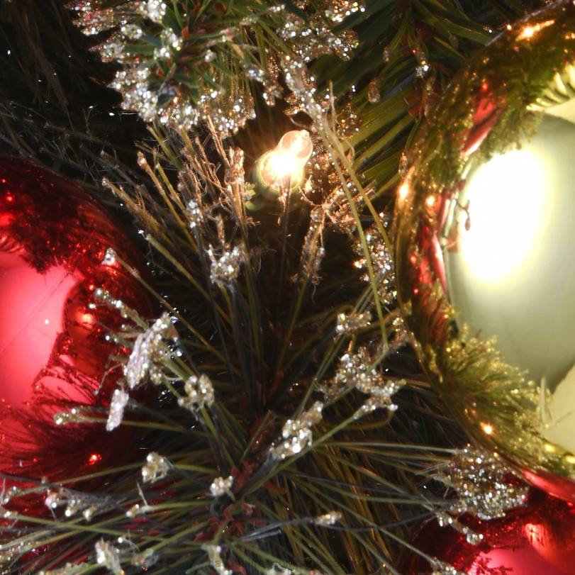 H4X0382National Tree Company Pre-Lit Artificial Christmas Garland, Green, Dakota Pine, White Lights, Decorated With Ball Ornaments, Berry Clusters, Frosted Branches, Plug In, Christmas Collection, 9 F