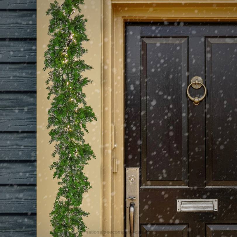 H4X0392National Tree Company Pre Lit Artificial Garland, Cedar, Green, Decorated with Warm White LED Lights, Plug In, Christmas Collection, 9 Feet