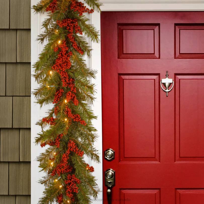 H4X0400National Tree Company Artificial Christmas Garland, Green, Valley Pine, Decorated With Berry Clusters, Christmas Collection, 9 Feet