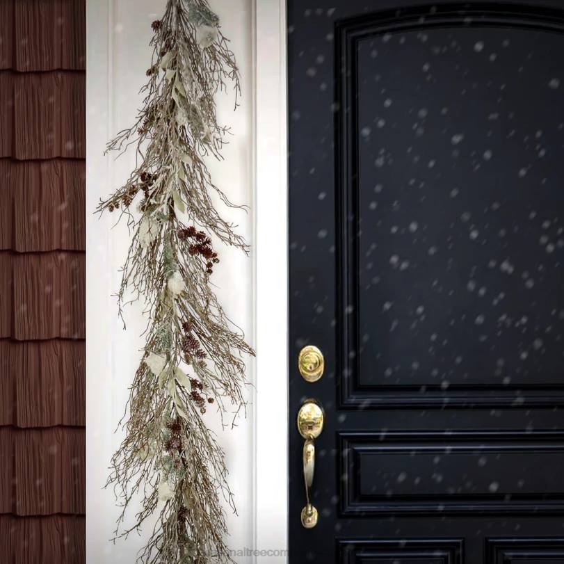 H4X0407National Tree Company 9 ft Pre-Lit Snowy Christmas Garland with Battery Operated LED Lights