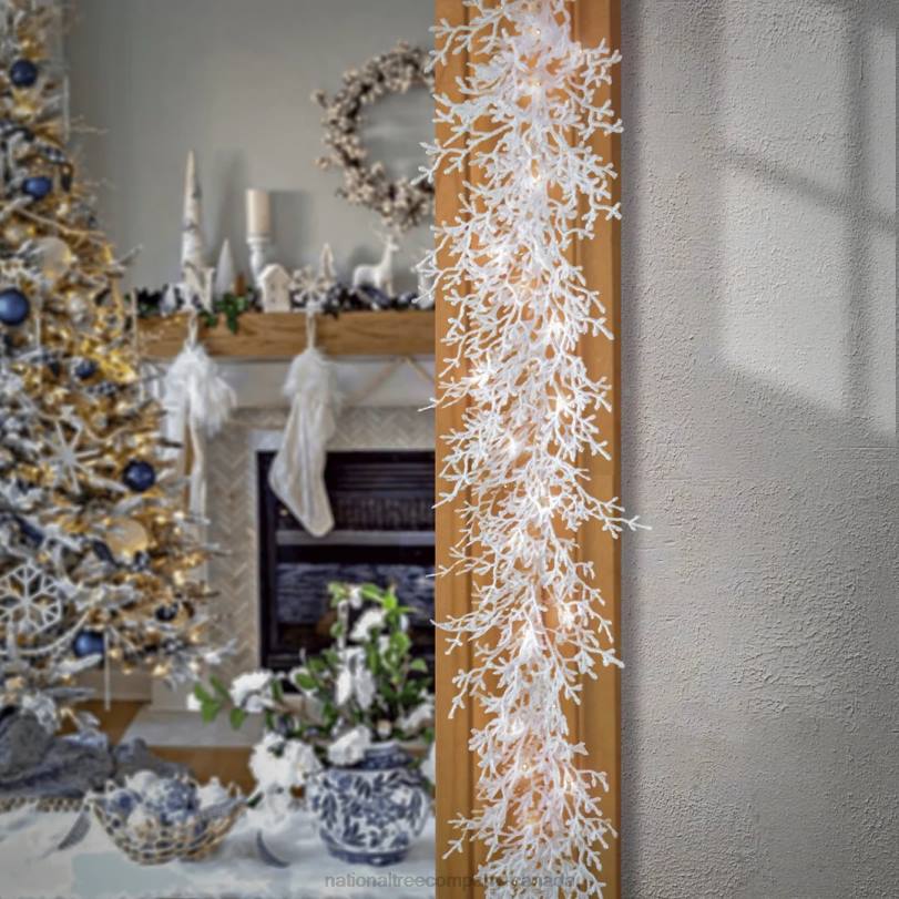 H4X0412National Tree Company 9 ft. HGTV Home Collection Pre-Lit Christmas by the Sea Coral Garland