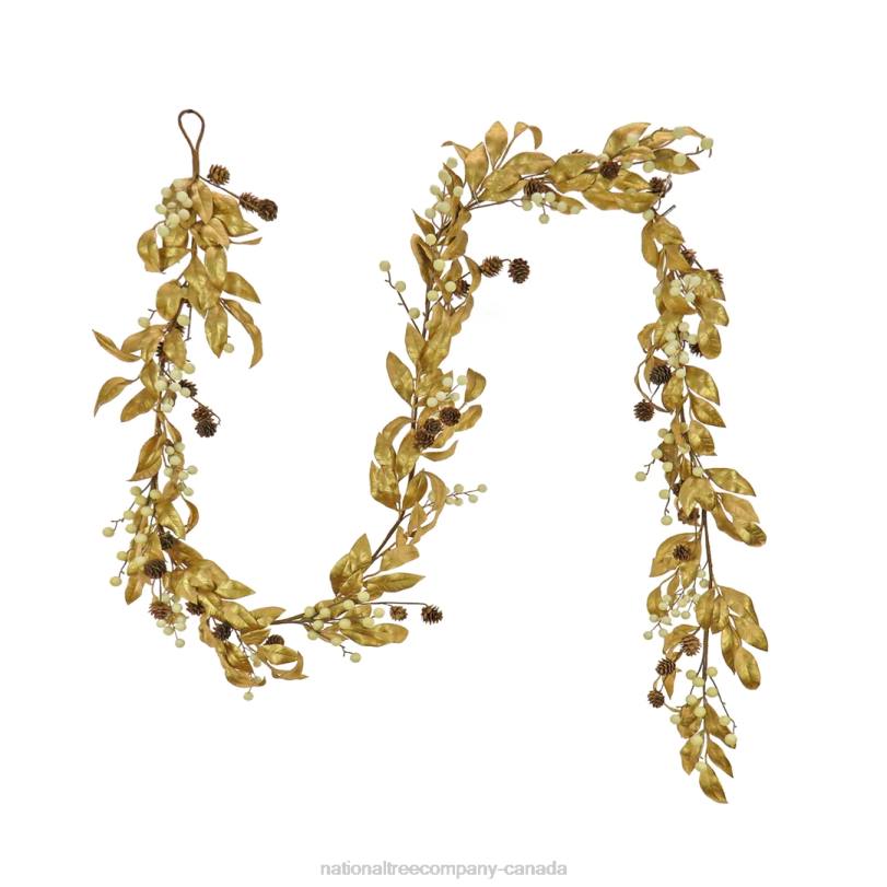 H4X0413National Tree Company 9 ft. HGTV Home Collection Metallic Gold Laurel Garland