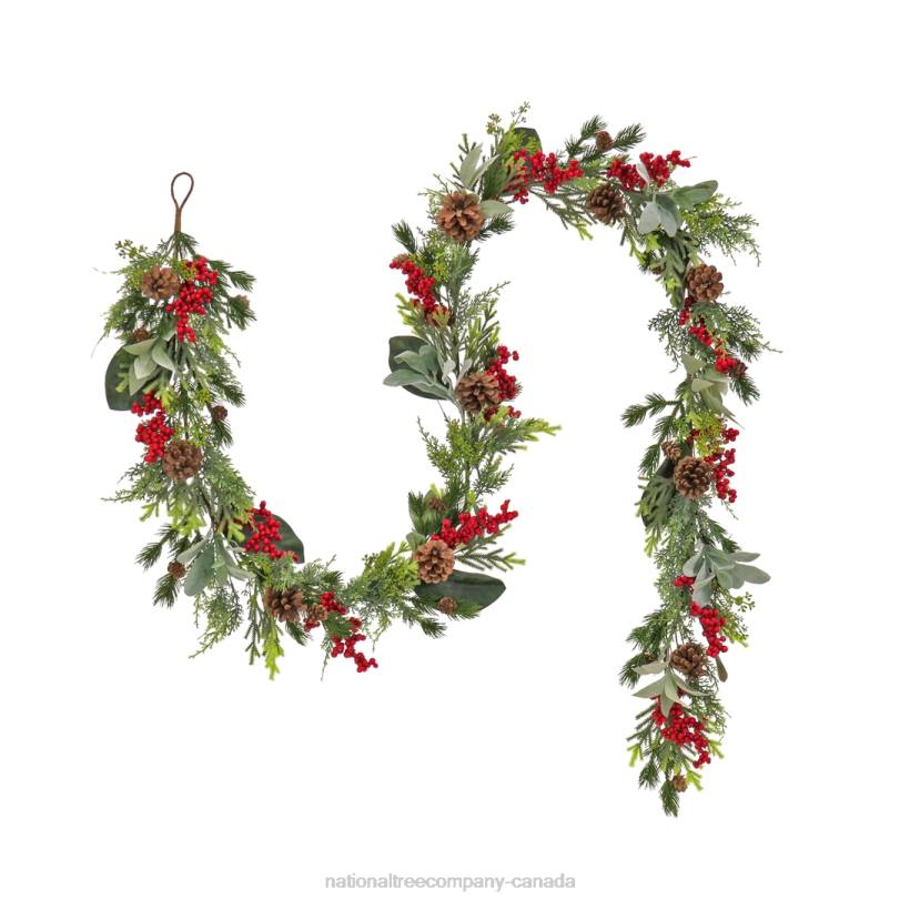 H4X0416National Tree Company 9 ft. HGTV Home Collection Berries and Greenery Garland