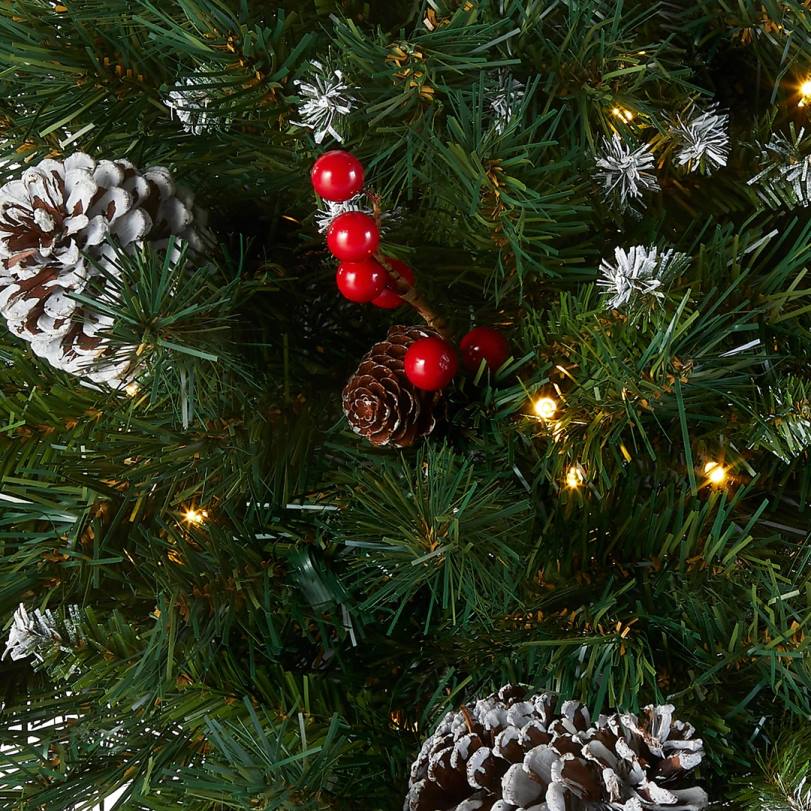 H4X0434National Tree Company 18in. Frosted Berry Urn Filler with Battery Operated Warm White LED Lights