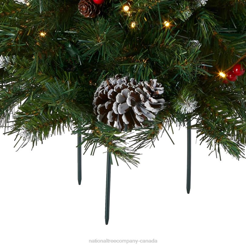 H4X0434National Tree Company 18in. Frosted Berry Urn Filler with Battery Operated Warm White LED Lights