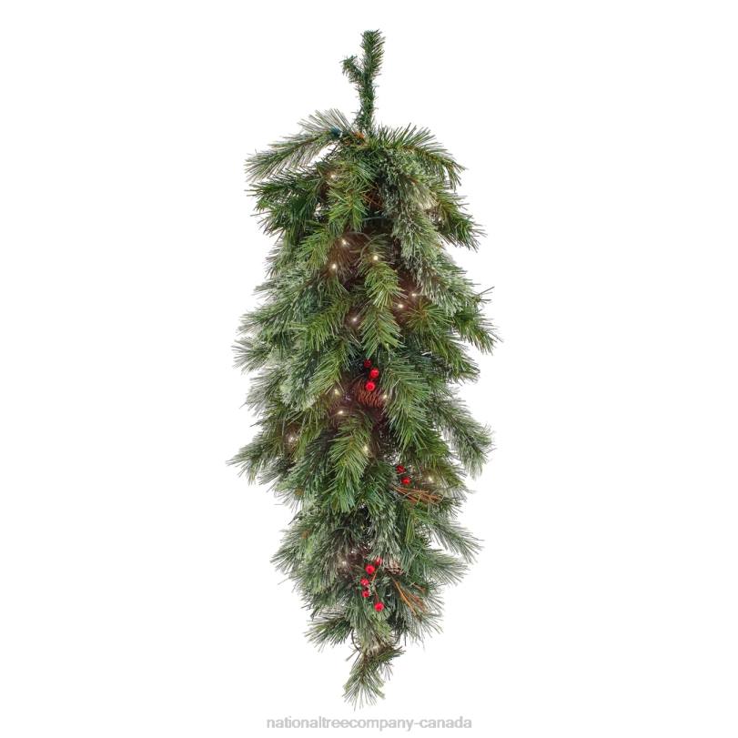 H4X0442National Tree Company 36in Glistening Pine Teardrop with LED Lights