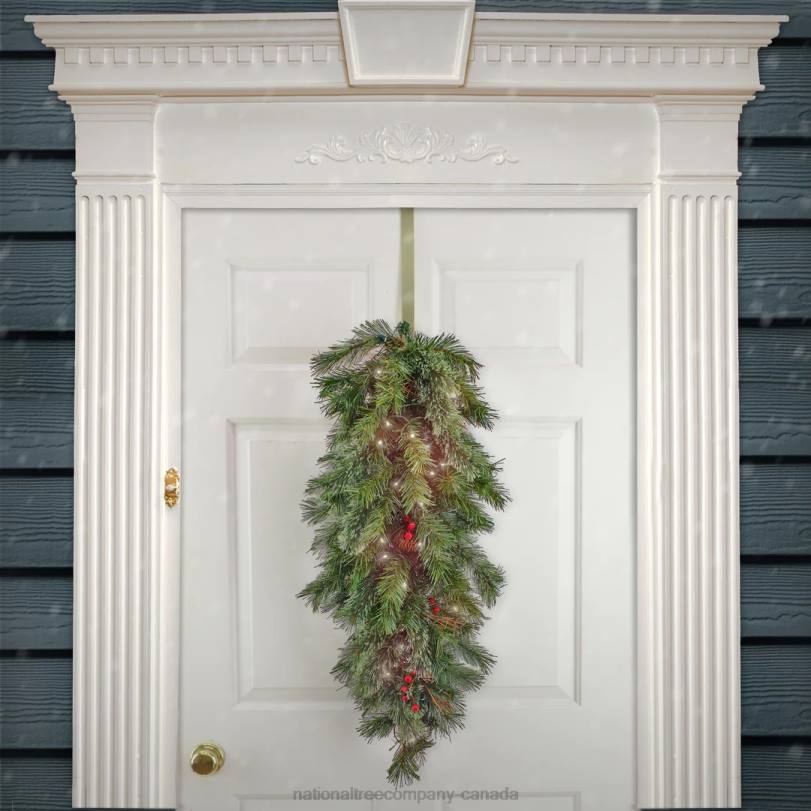 H4X0442National Tree Company 36in Glistening Pine Teardrop with LED Lights