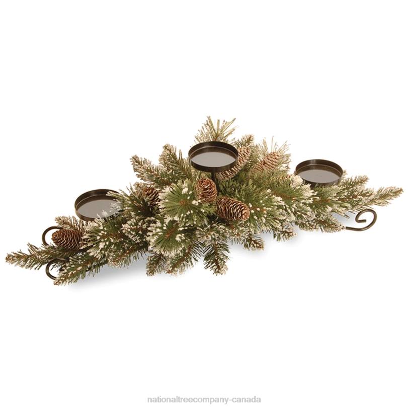 H4X0451National Tree Company Glittery Bristle Pine Candleholder Centerpieces