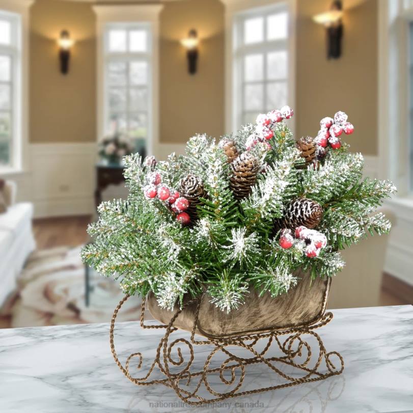 H4X0452National Tree Company Snowy Dunhill Fir Sleigh