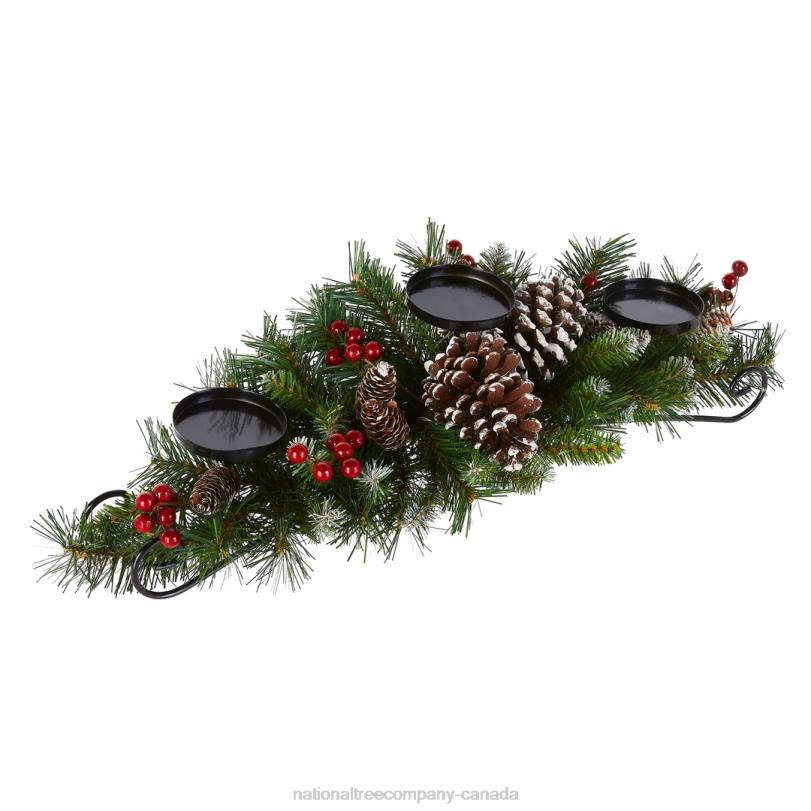 H4X0455National Tree Company 30in. Frosted Berry Centerpiece and Candle Holder