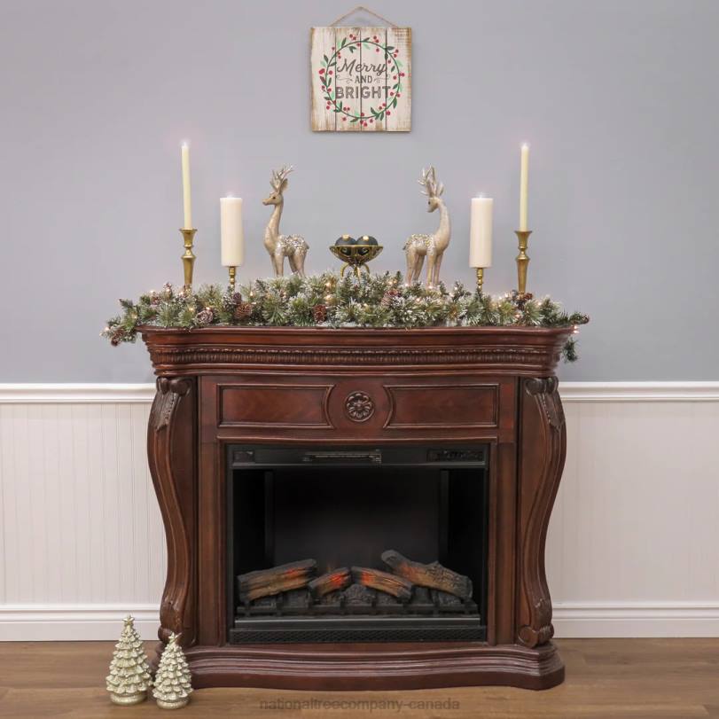 H4X0462National Tree Company 6 ft. Glittery Bristle(R) Pine Mantel Swag with Clear Lights