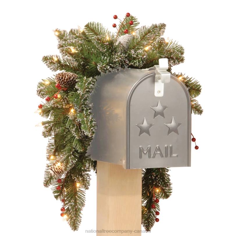 H4X0464National Tree Company Glittery Mountain Mailbox Swag