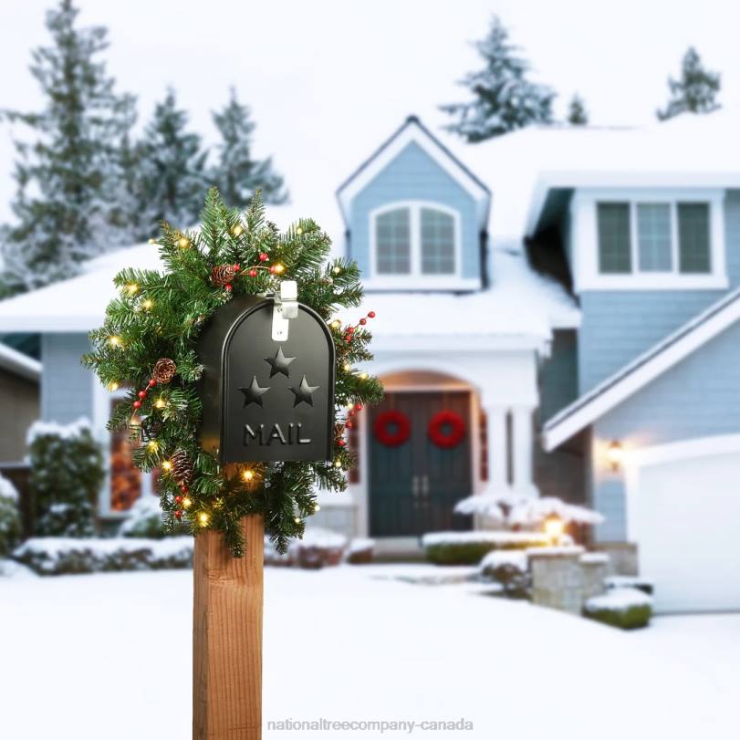 H4X0464National Tree Company Glittery Mountain Mailbox Swag