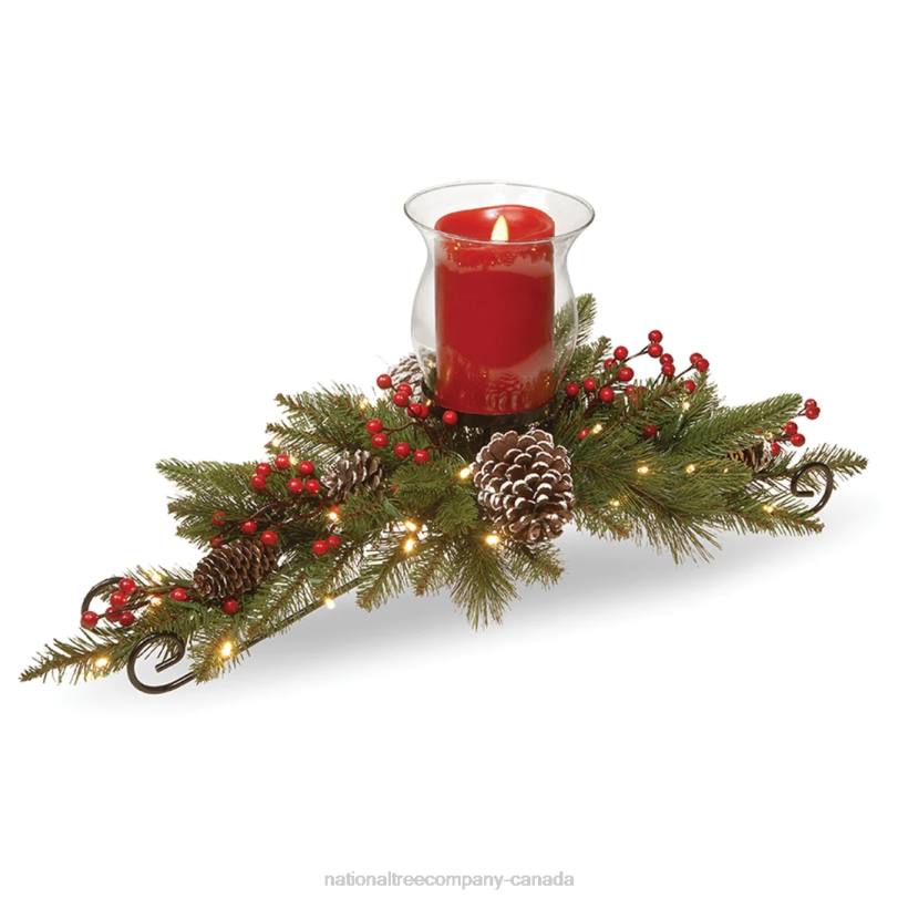 H4X0473National Tree Company Bristle Berry Candleholder Centerpieces