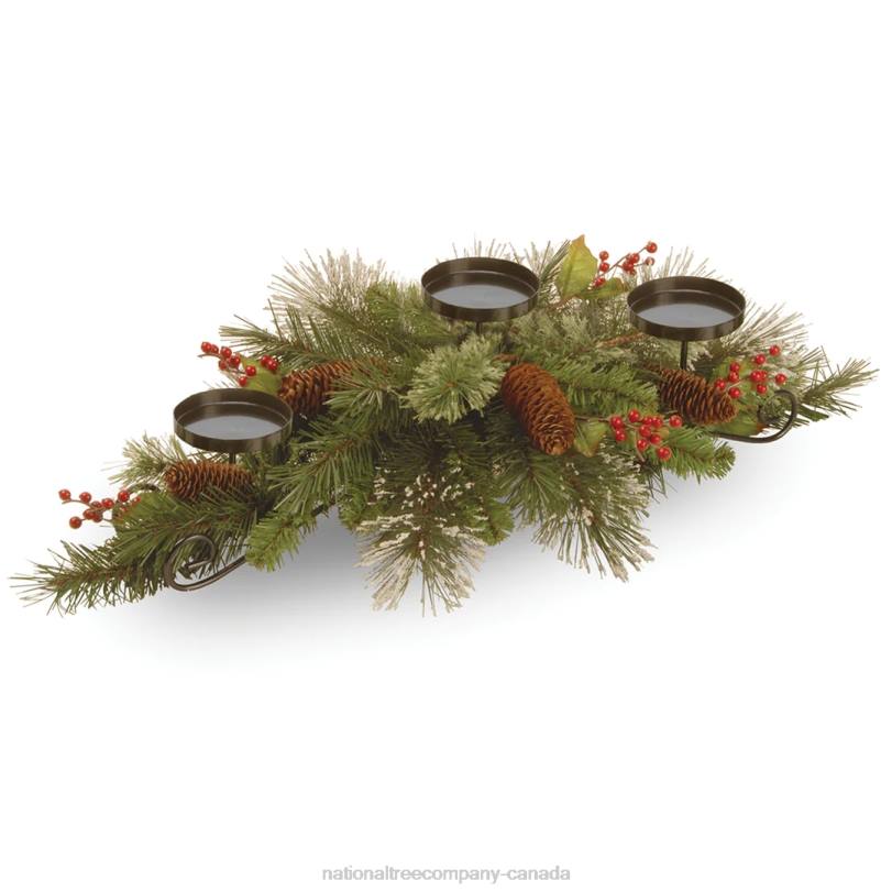 H4X0481National Tree Company Wintry Pine Candleholder Centerpieces