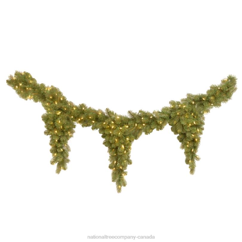 H4X0485National Tree Company Pre-Lit Artificial Christmas Teardrop Garland, Green, Downswept Douglas Fir, White Lights, Plug In, Christmas Collection, 9 Feet