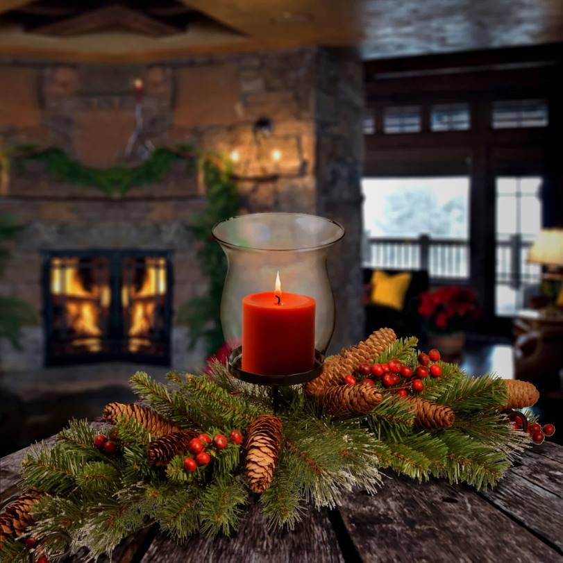 H4X0502National Tree Company Crestwood Pine Candleholder Centerpieces