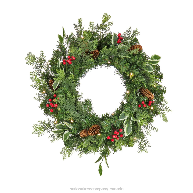 H4X0265National Tree Company First Traditions Collection 24in Christmas Joy Pre Lit Wreath