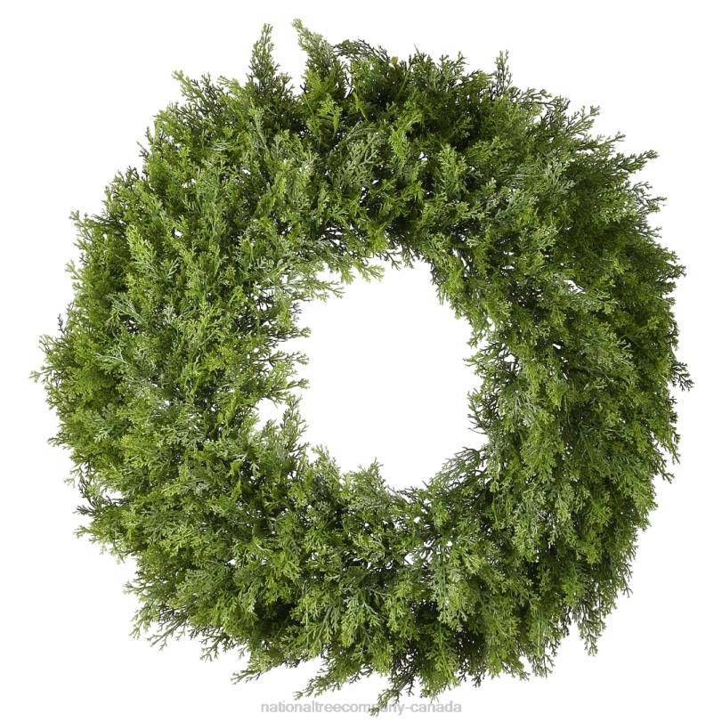 H4X0274National Tree Company Artificial Arborvitae Christmas Wreath, Rustic Style Decor, 24 in