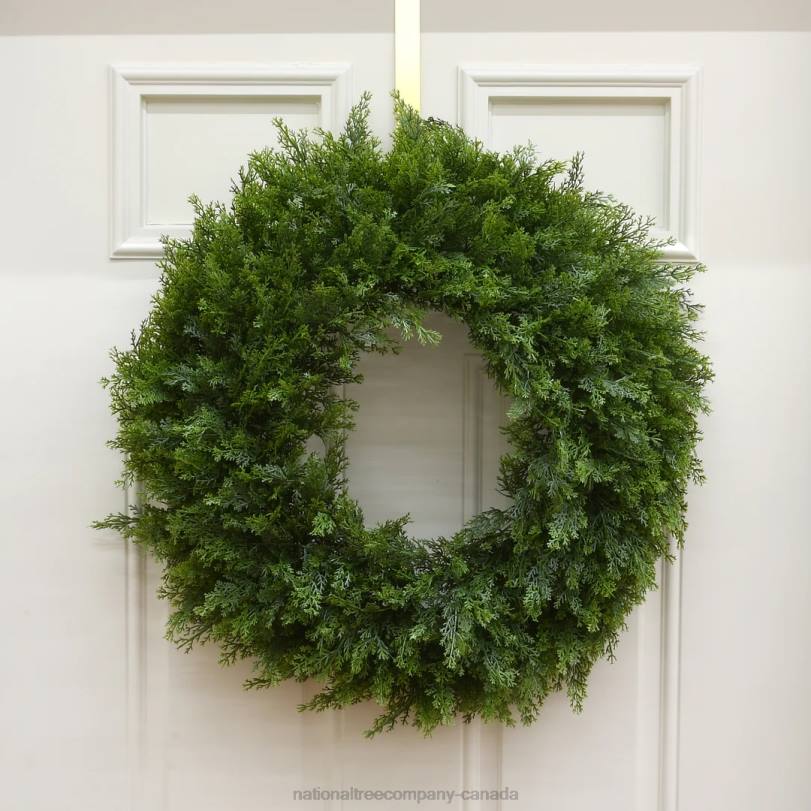 H4X0274National Tree Company Artificial Arborvitae Christmas Wreath, Rustic Style Decor, 24 in