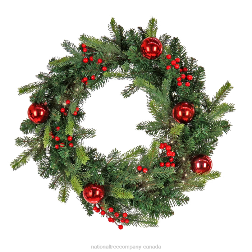 H4X0287National Tree Company First Traditions 24in Scotch Creek Fir Pre-Lit Wreath
