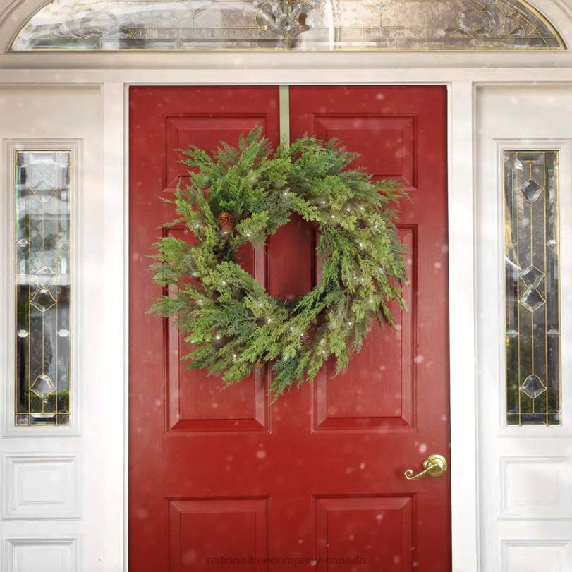 H4X0232National Tree Company 26in HGTV Home Collection Pre-Lit Cozy Winter Cedar Wreath