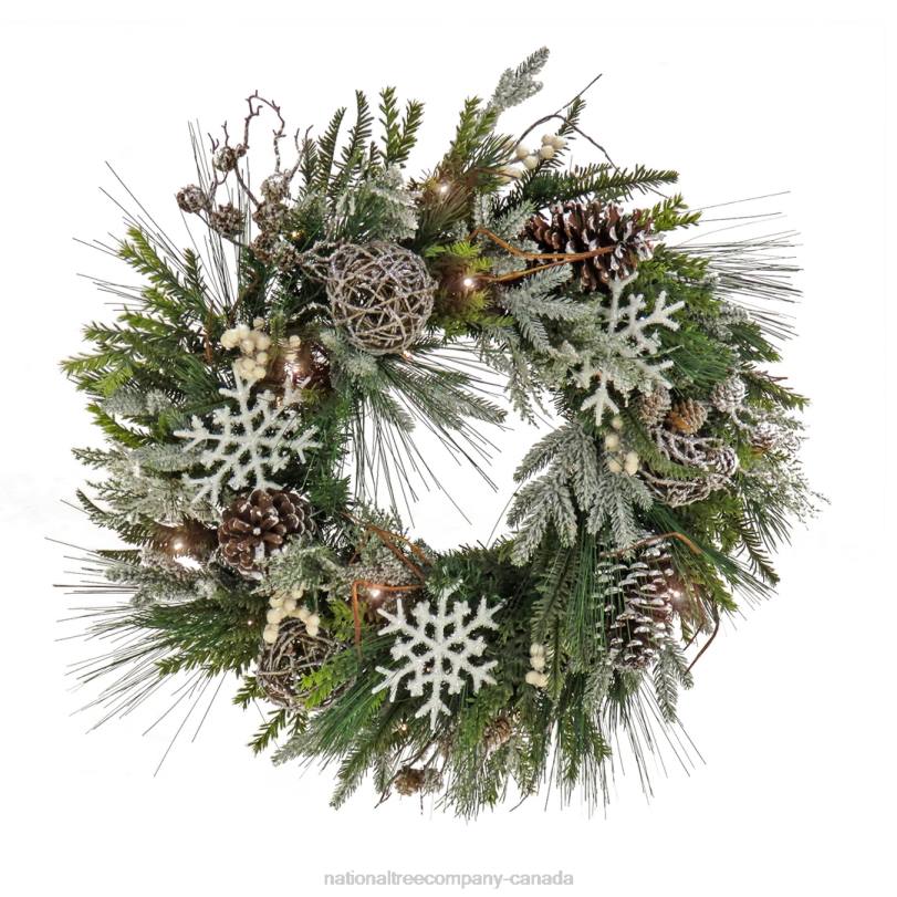 H4X0257National Tree Company 28in HGTV Home Collection Pre-Lit Cozy Winter Wreath